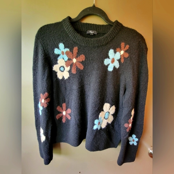 Rails Sweaters - Rails Black Floral Sweater - Size large